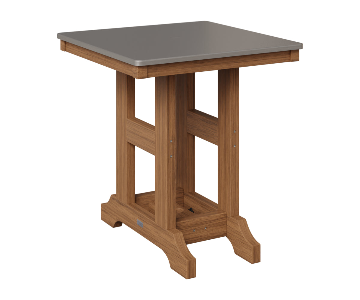 Berlin Gardens Garden Classic 28" Square Table in Antique Mahogany, Hammered Stainless top