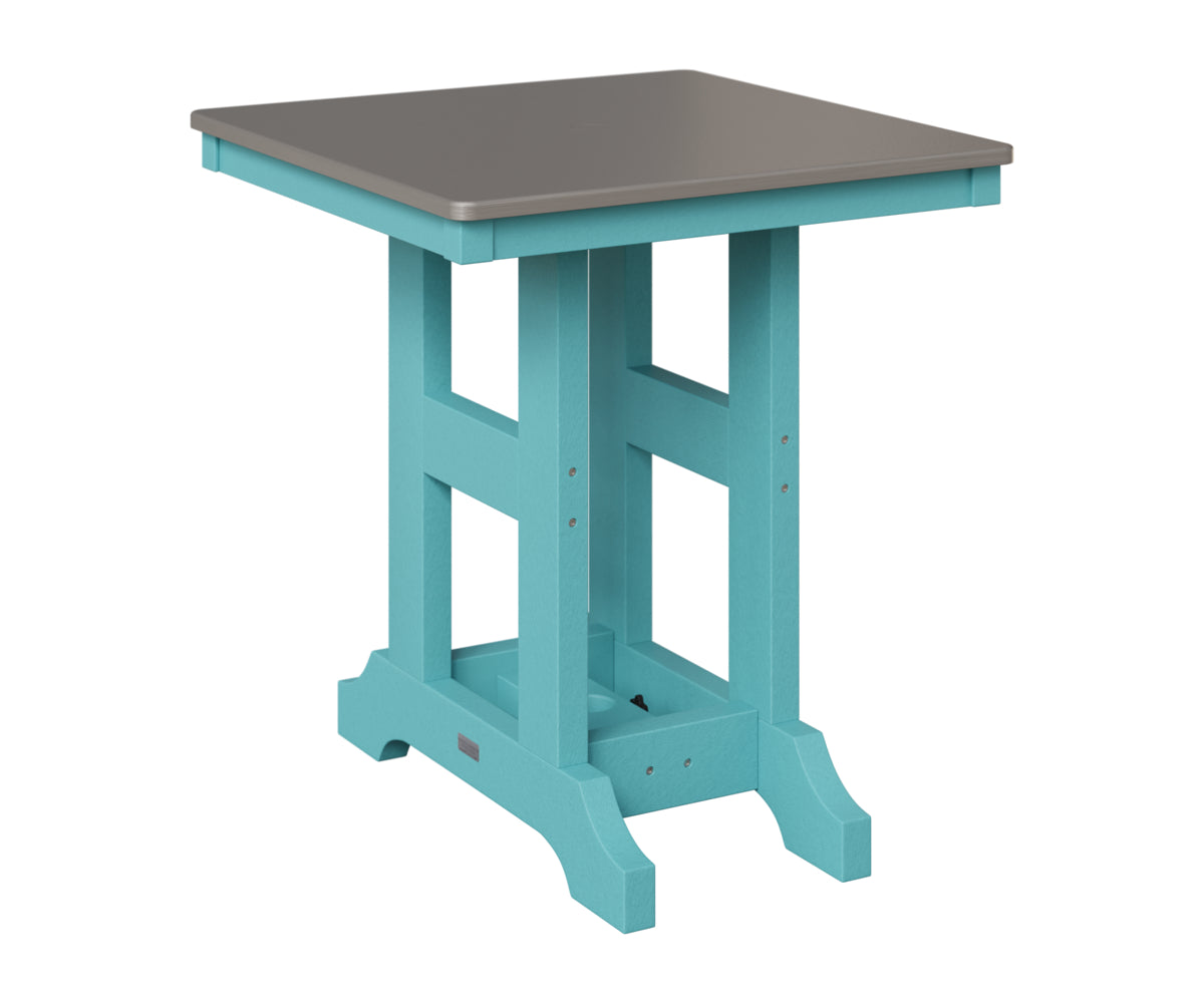 Berlin Gardens Garden Classic 28" Square Table in Aruba Blue, Hammered Stainless top