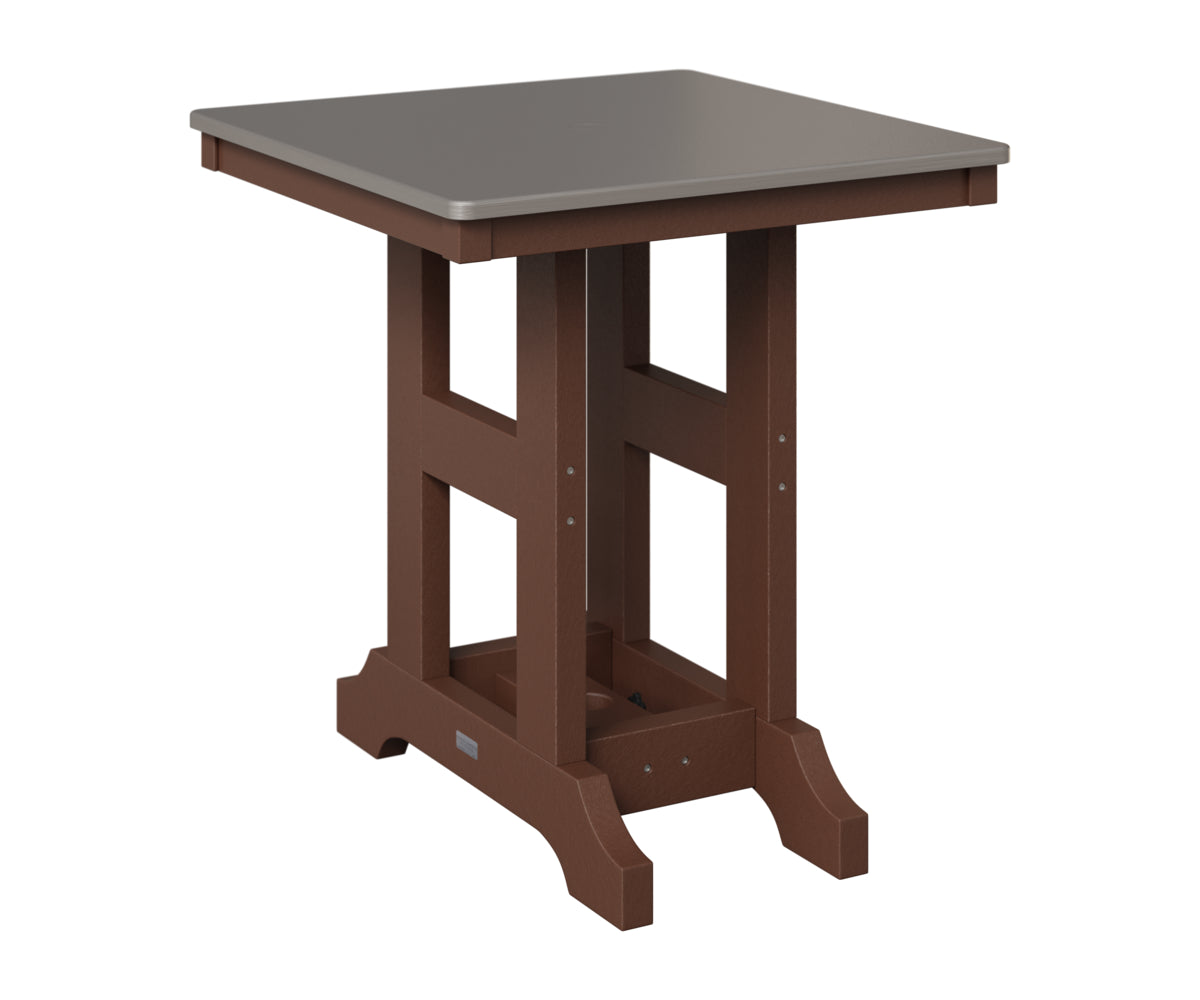 Berlin Gardens Garden Classic 28" Square Table in Chocolate Brown, Hammered Stainless top