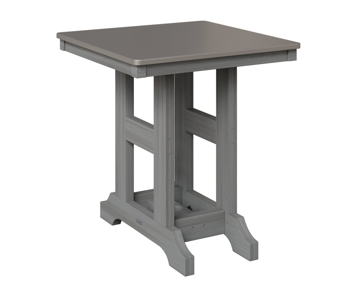 Berlin Gardens Garden Classic 28" Square Table in Driftwood Gray, Hammered Stainless top
