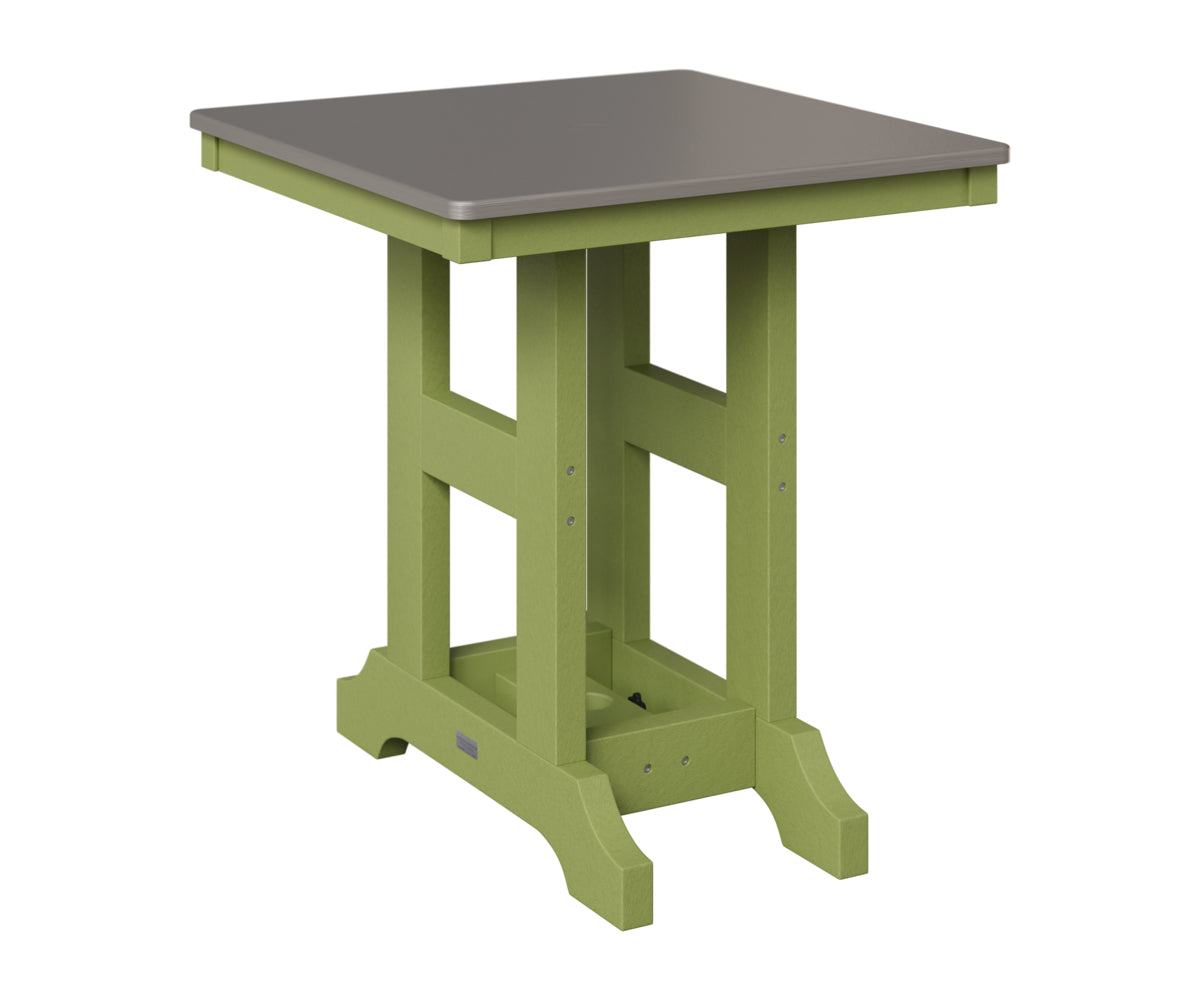 Berlin Gardens Garden Classic 28" Square Table in Kiwi Green, Hammered Stainless top