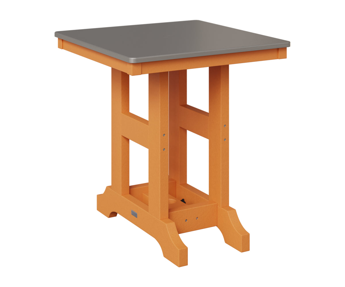 Berlin Gardens Garden Classic 28" Square Table in Mango Orange, Hammered Stainless top