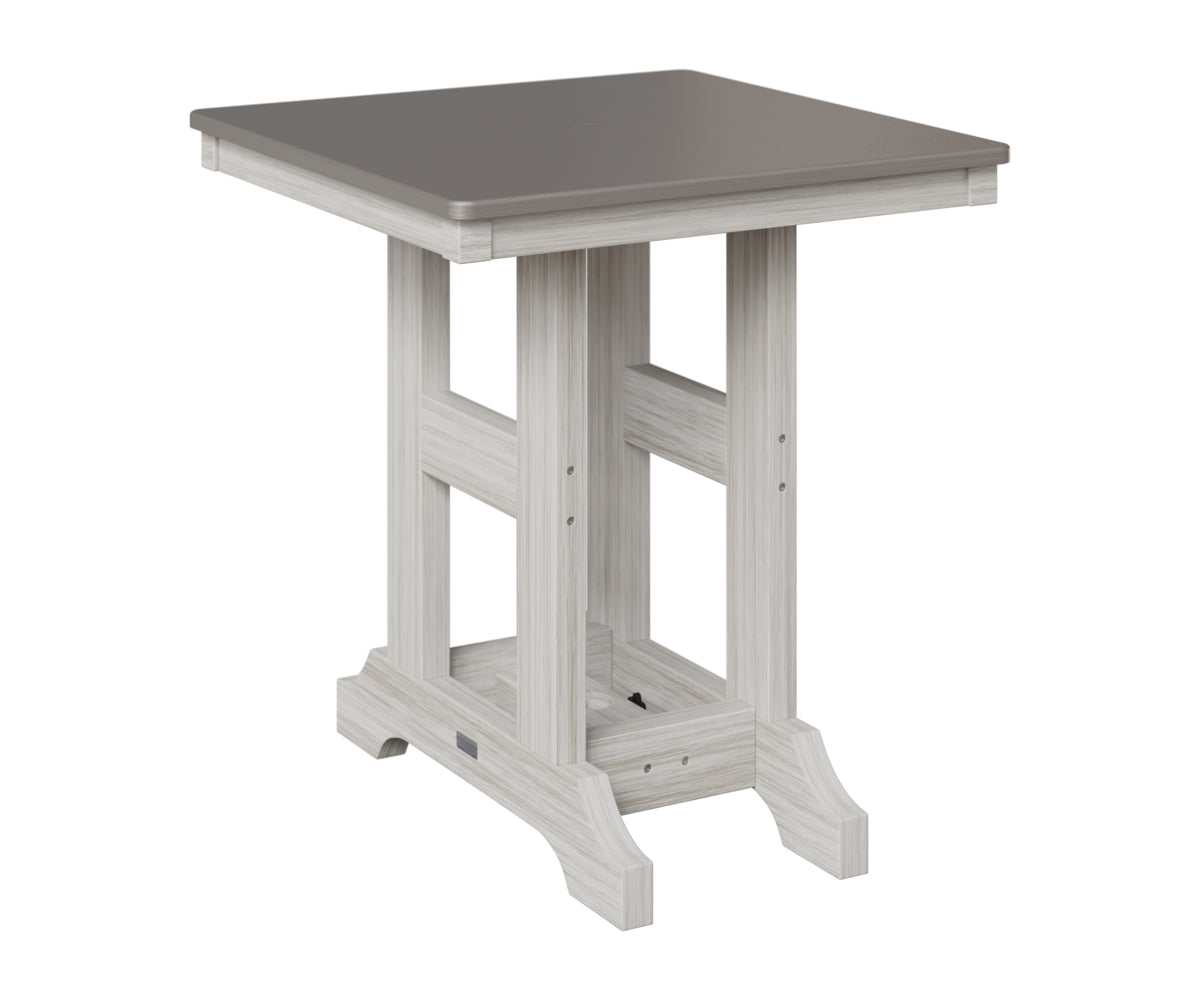 Berlin Gardens Garden Classic 28" Square Table in Seashell, Hammered Stainless top