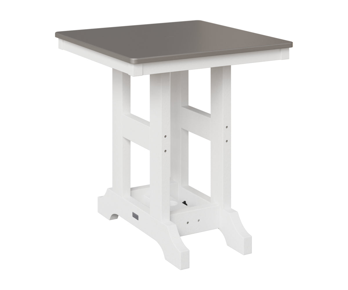 Berlin Gardens Garden Classic 28" Square Table in White, Hammered Stainless top