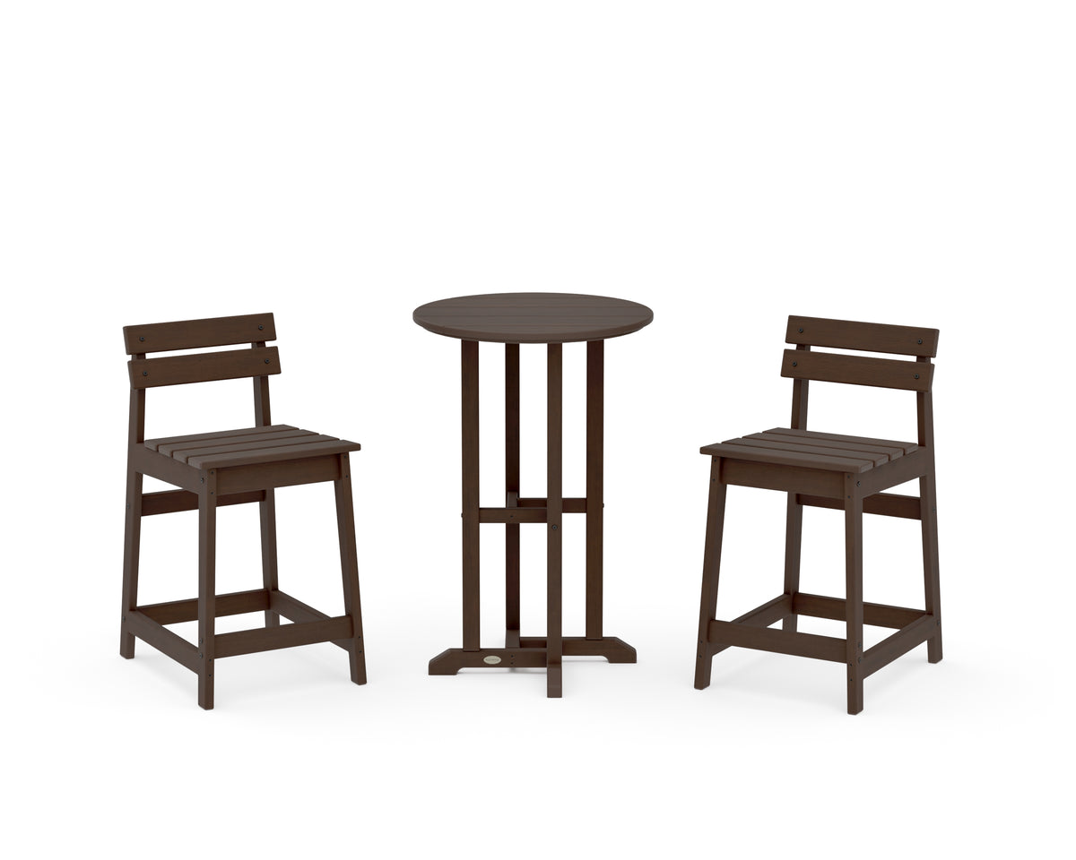 POLYWOOD Modern Studio Plaza Lowback 3-Piece Bistro Counter Set in Kona