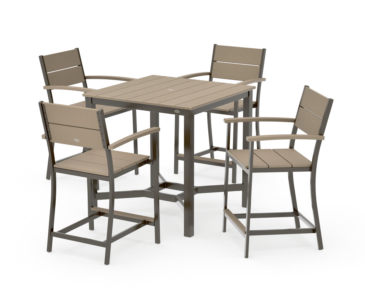 POLYWOOD Main Street 5-Piece Counter Set in Bronze / Vintage Sahara