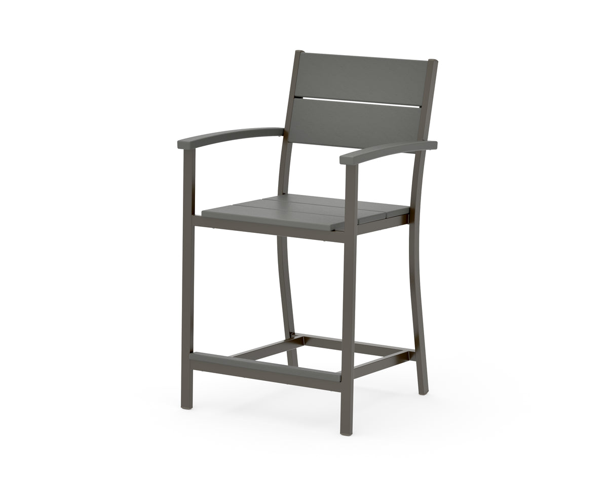 POLYWOOD Main Street Counter Arm Chair in Bronze / Slate Grey