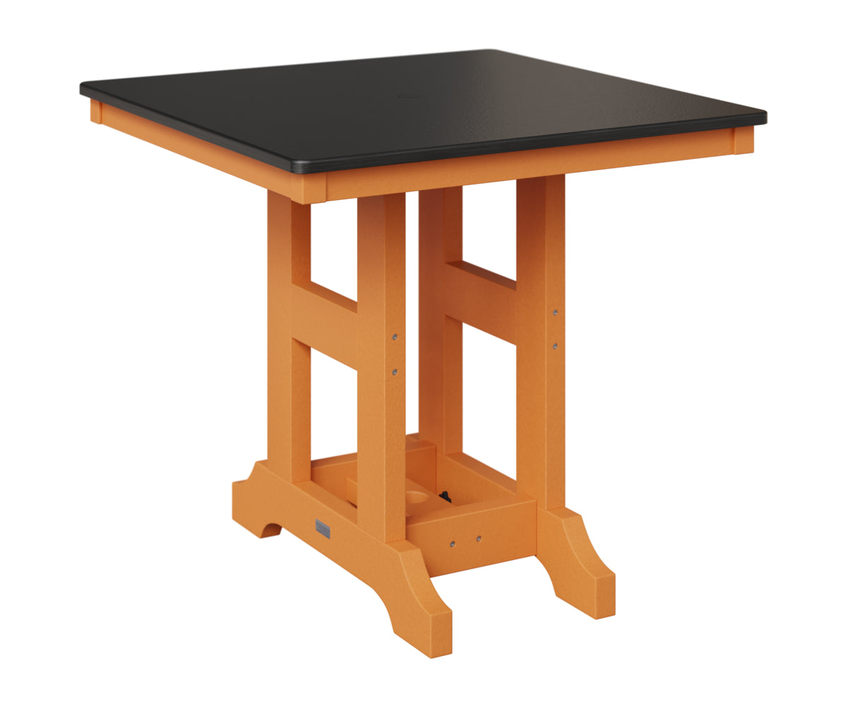 Berlin Gardens Garden Classic 33" Square Table in Mango Orange, Hammered Black top
