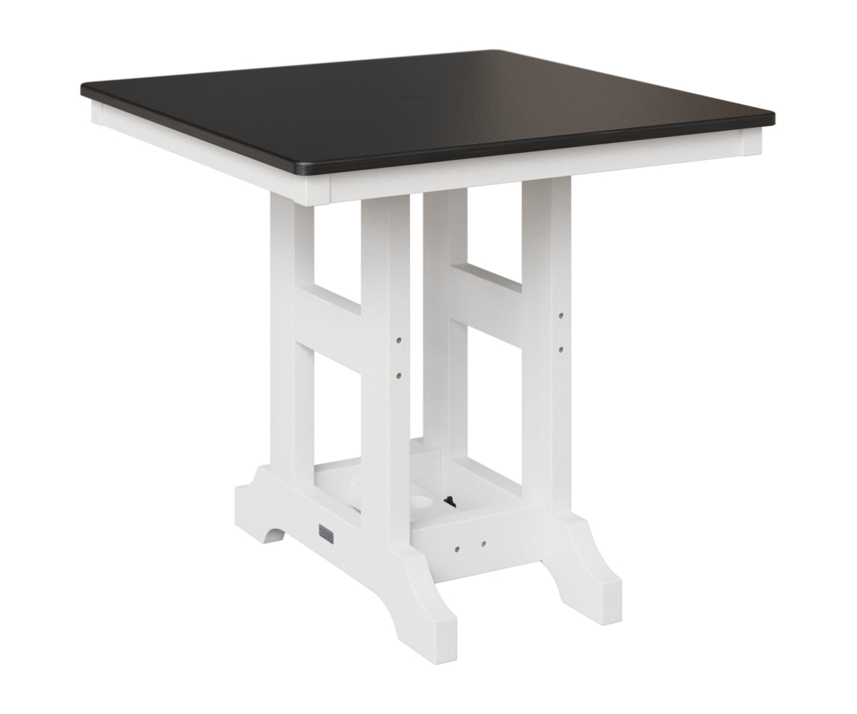 Berlin Gardens Garden Classic 33" Square Table in White, Hammered Black top