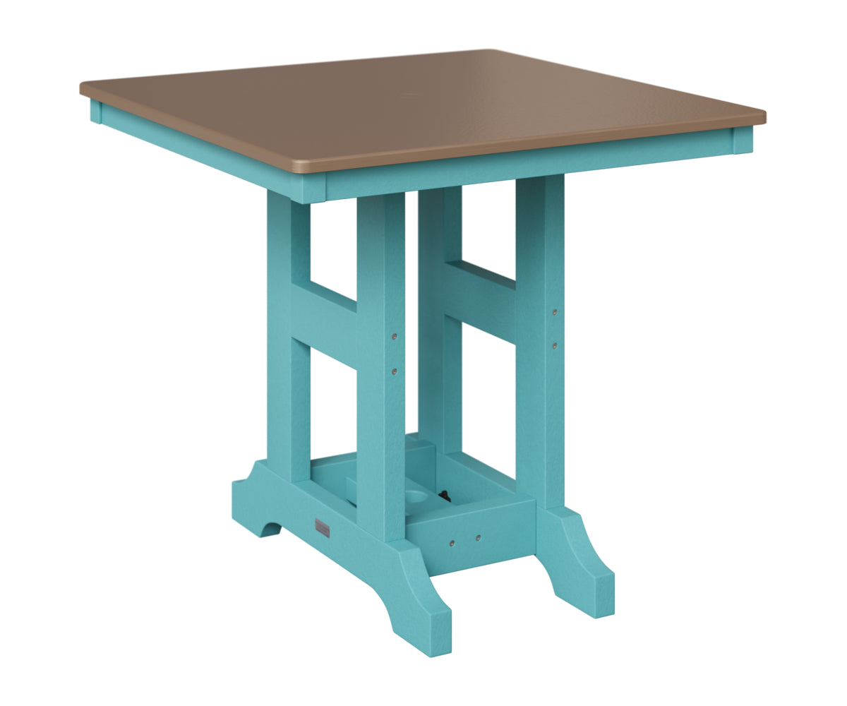 Berlin Gardens Garden Classic 33" Square Table in Aruba Blue, Hammered Bronze top
