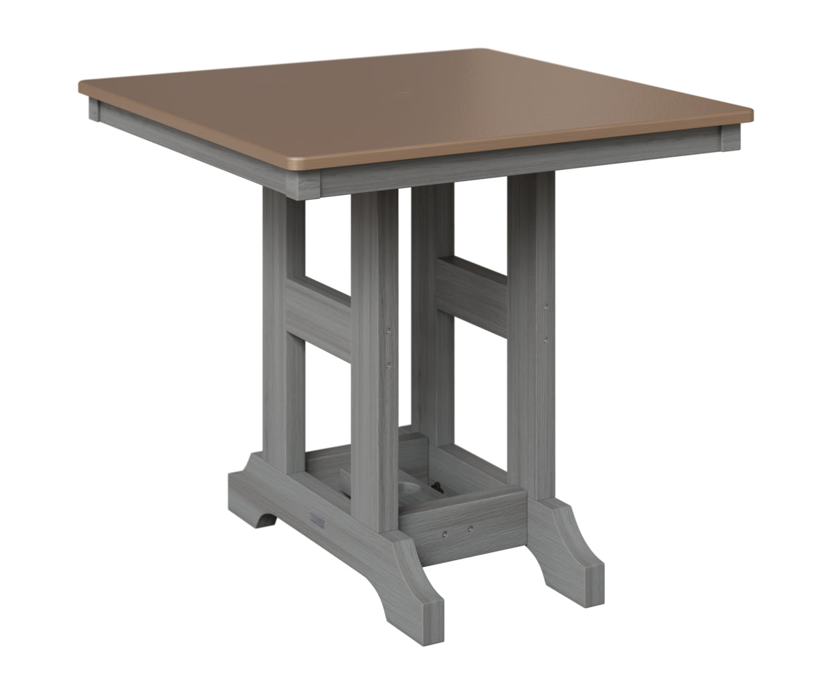 Berlin Gardens Garden Classic 33" Square Table in Driftwood Gray, Hammered Bronze top
