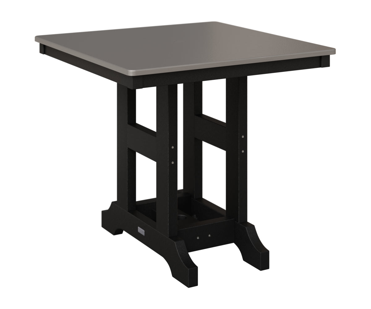 Berlin Gardens Garden Classic 33" Square Table in Black, Hammered Stainless top