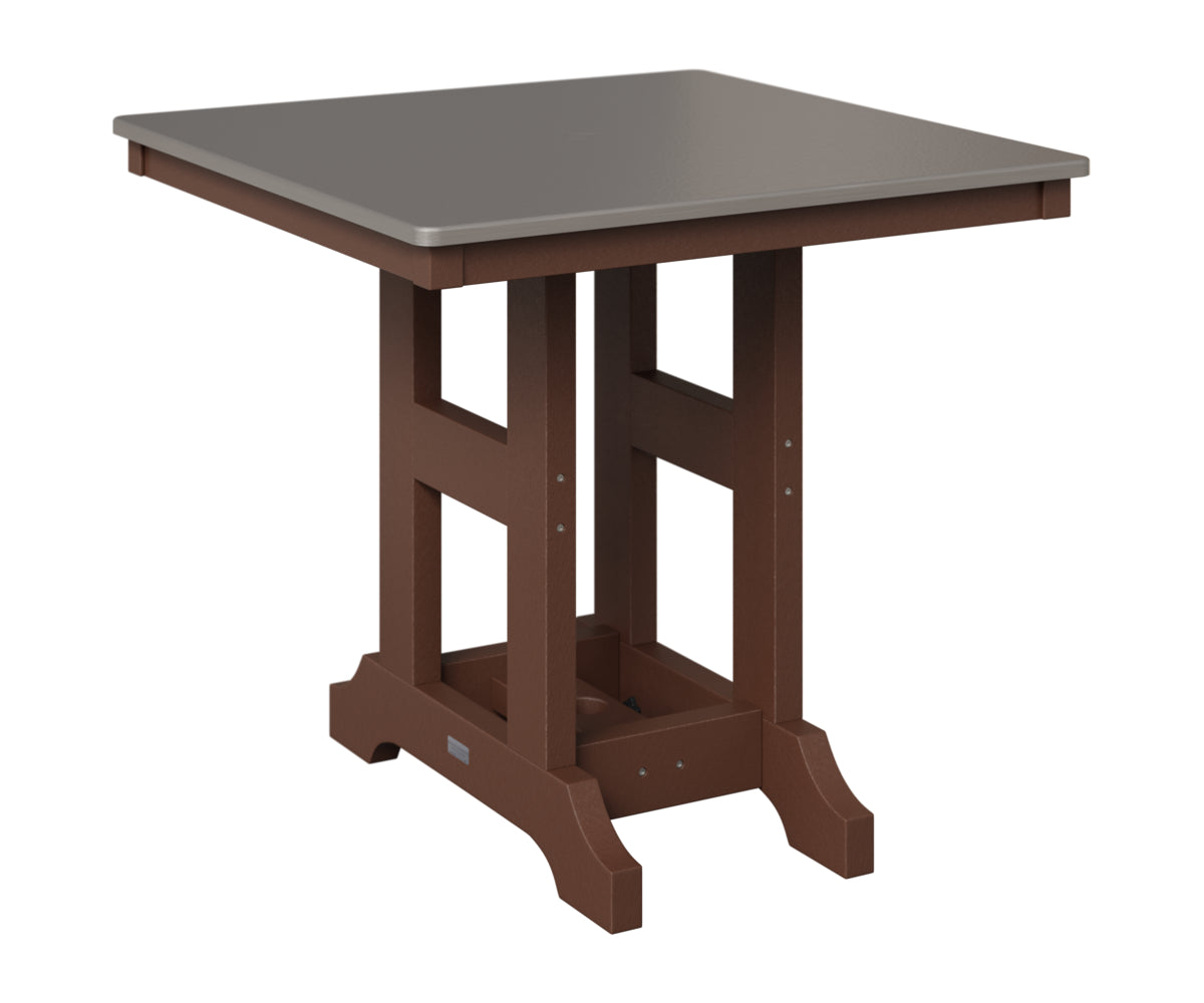 Berlin Gardens Garden Classic 33" Square Table in Chocolate Brown, Hammered Stainless top
