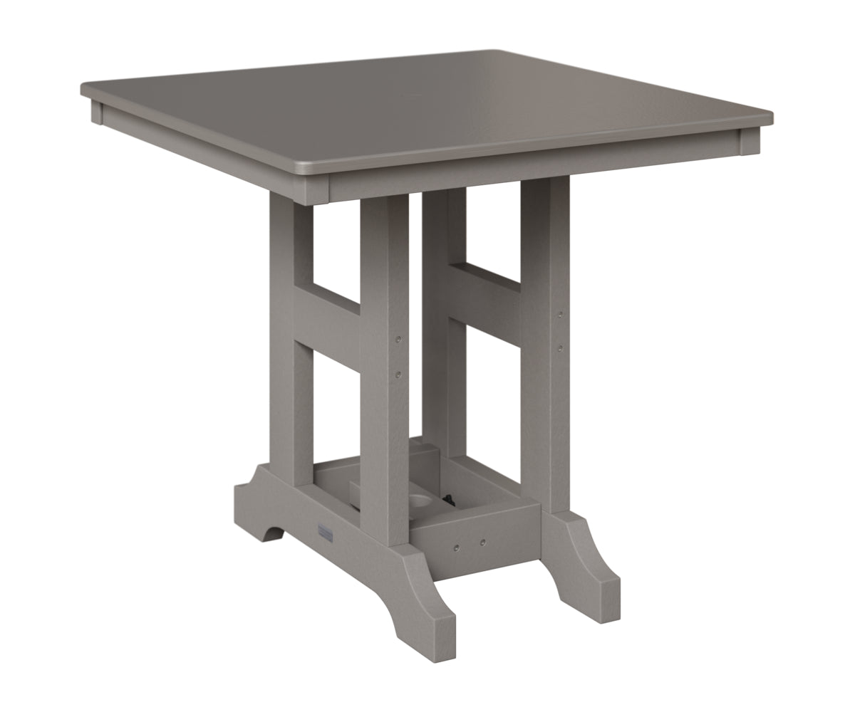Berlin Gardens Garden Classic 33" Square Table in Light Gray, Hammered Stainless top