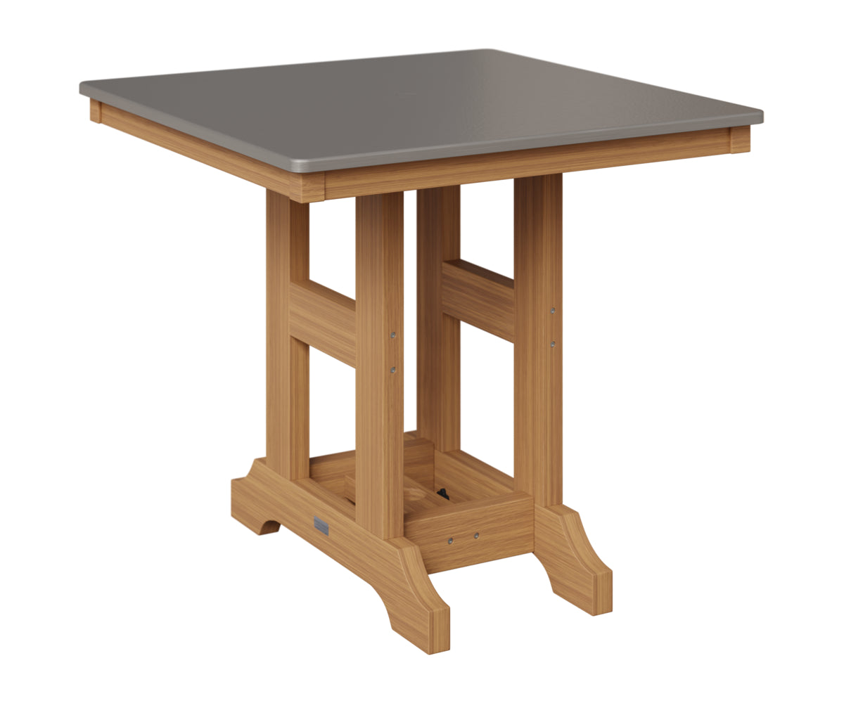 Berlin Gardens Garden Classic 33" Square Table in Natural Teak, Hammered Stainless top