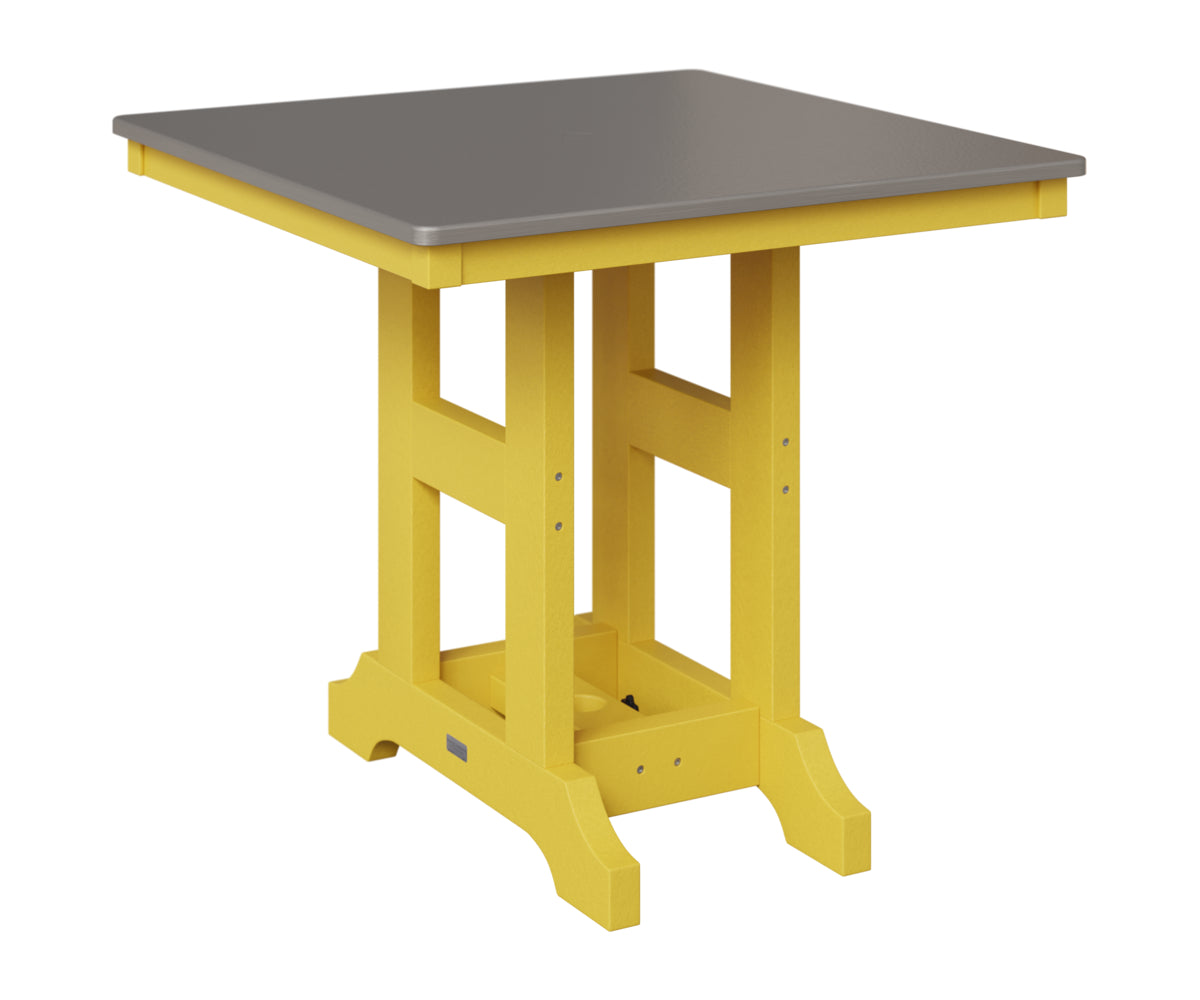 Berlin Gardens Garden Classic 33" Square Table in Sunburst Yellow, Hammered Stainless top