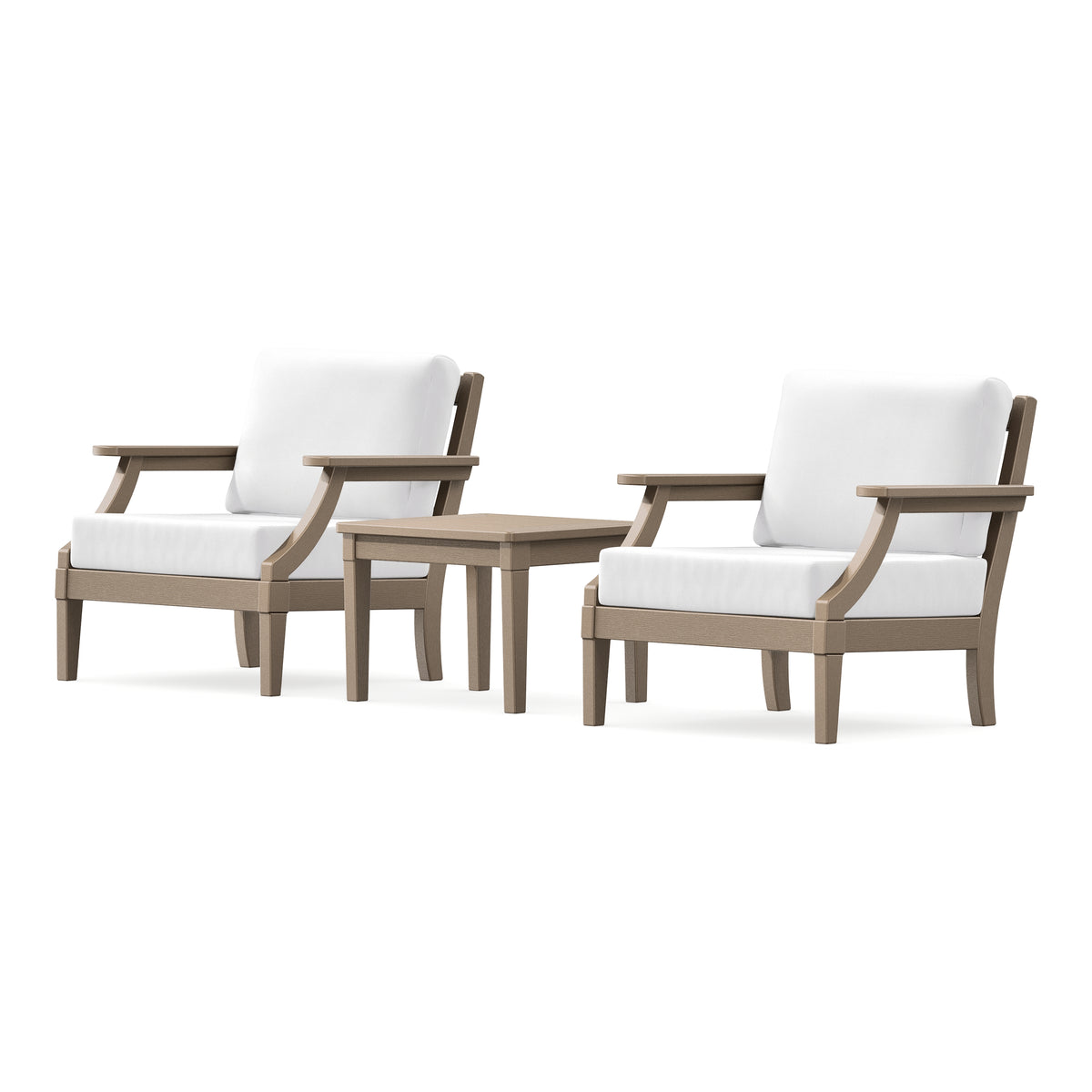 POLYWOOD PW Designer Series Estate 3-Piece Lounge Chair Set in Vintage Sahara / Natural