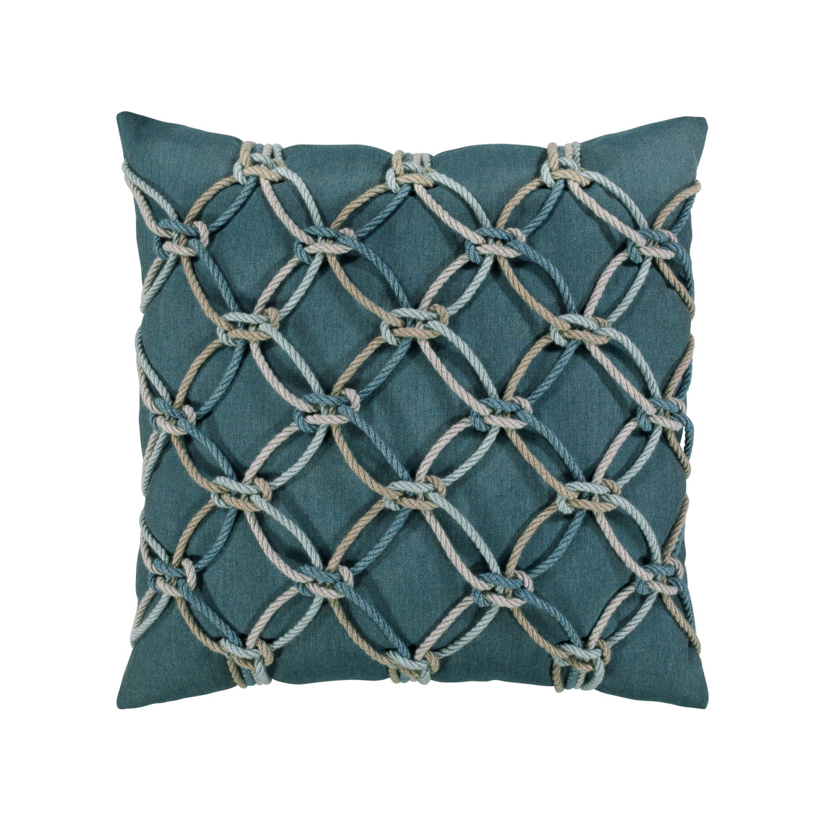 Elaine Smith Lagoon Rope outdoor pillow, aqua and teal - view 2