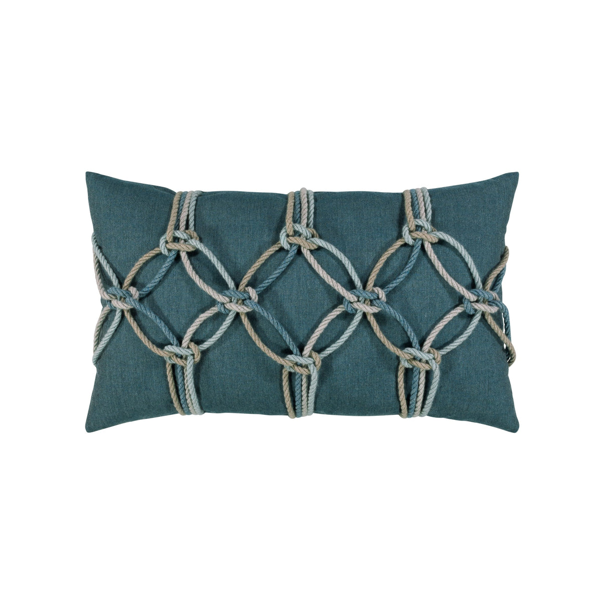 Elaine Smith Lagoon Rope outdoor pillow, aqua and teal