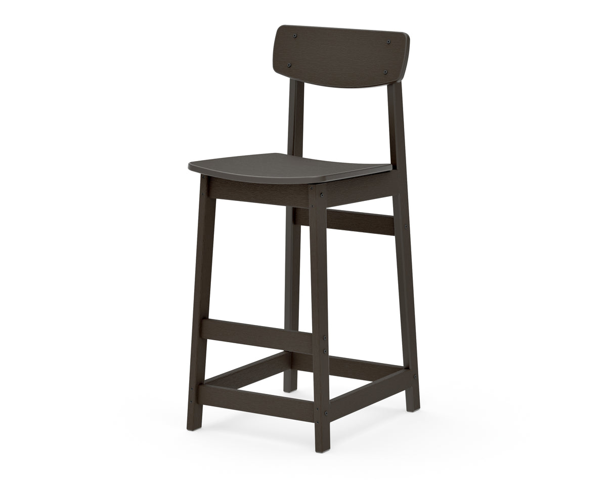 POLYWOOD Modern Studio Urban Bar Chair in Vintage Coffee