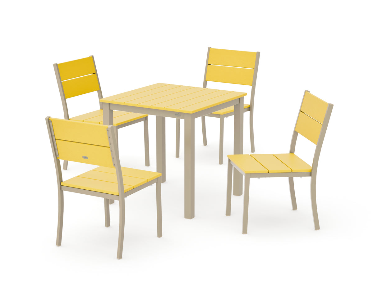 POLYWOOD Main Street 5-Piece Square Dining Set- Small in Sand / Lemon