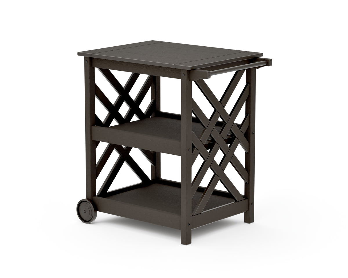 POLYWOOD Wovendale Bar Cart in Vintage Coffee