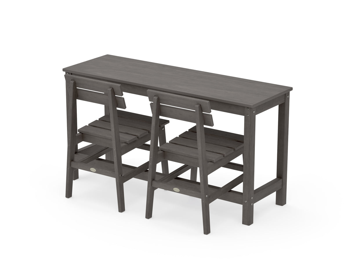 POLYWOOD Modern Studio Plaza Chair 3-Piece Balcony Set in Driftwood