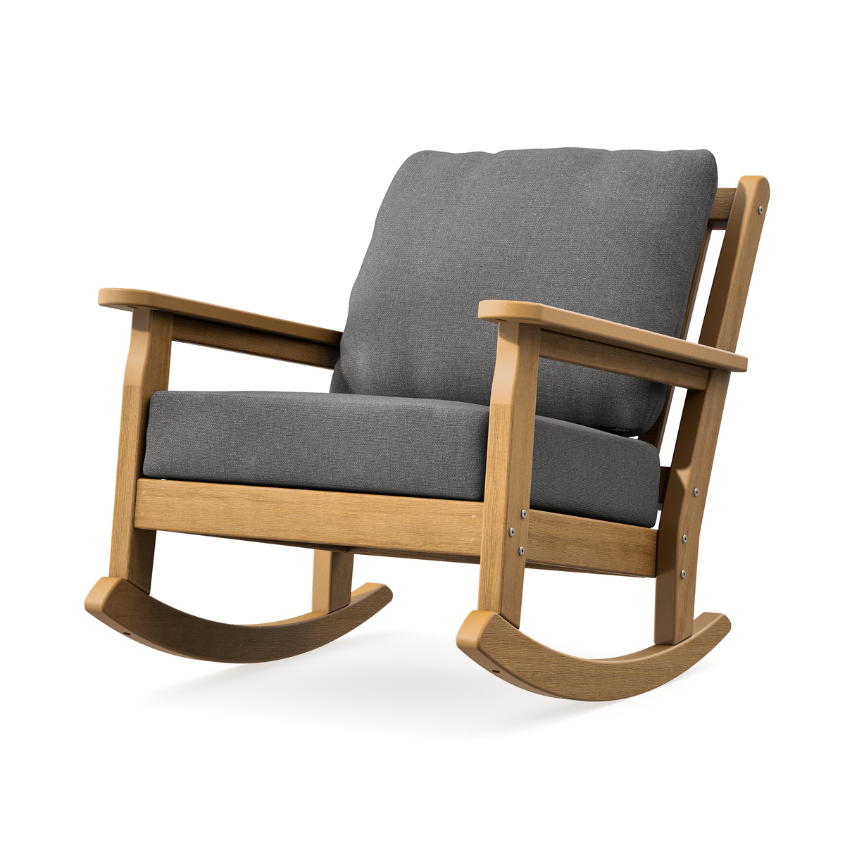POLYWOOD Chippendale Deep Seating Rocking Chair in Natural / Ash Charcoal