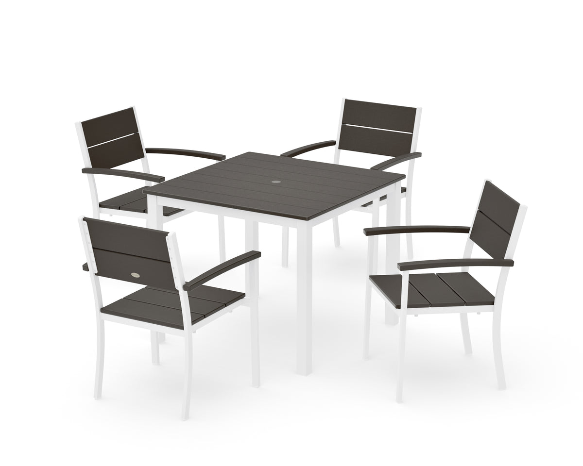 POLYWOOD Main Street 5-Piece Dining Set with Main Street 36" x 36" Dining Table in White / Vintage Coffee