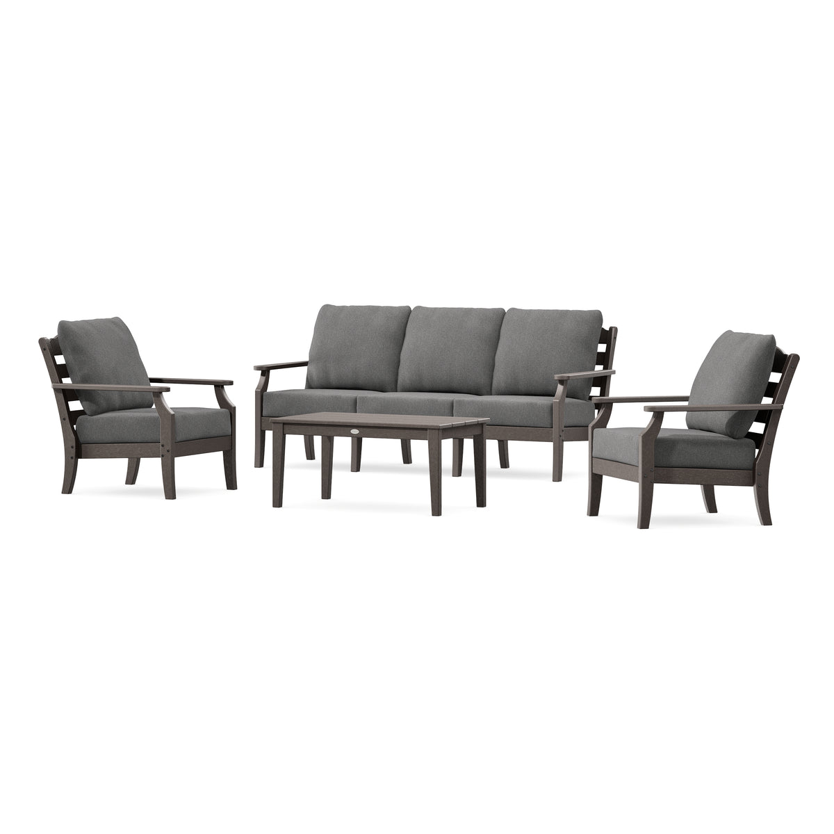 POLYWOOD Savannah 4-Piece Deep Seating Set with Sofa in Vintage Coffee