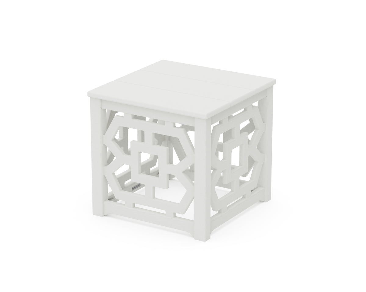 POLYWOOD Chinoiserie Accent Table in Vintage White