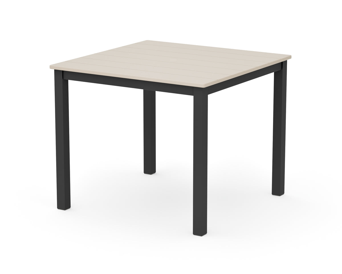 POLYWOOD Main Street 36" x 36" Dining Table in Black / Sand