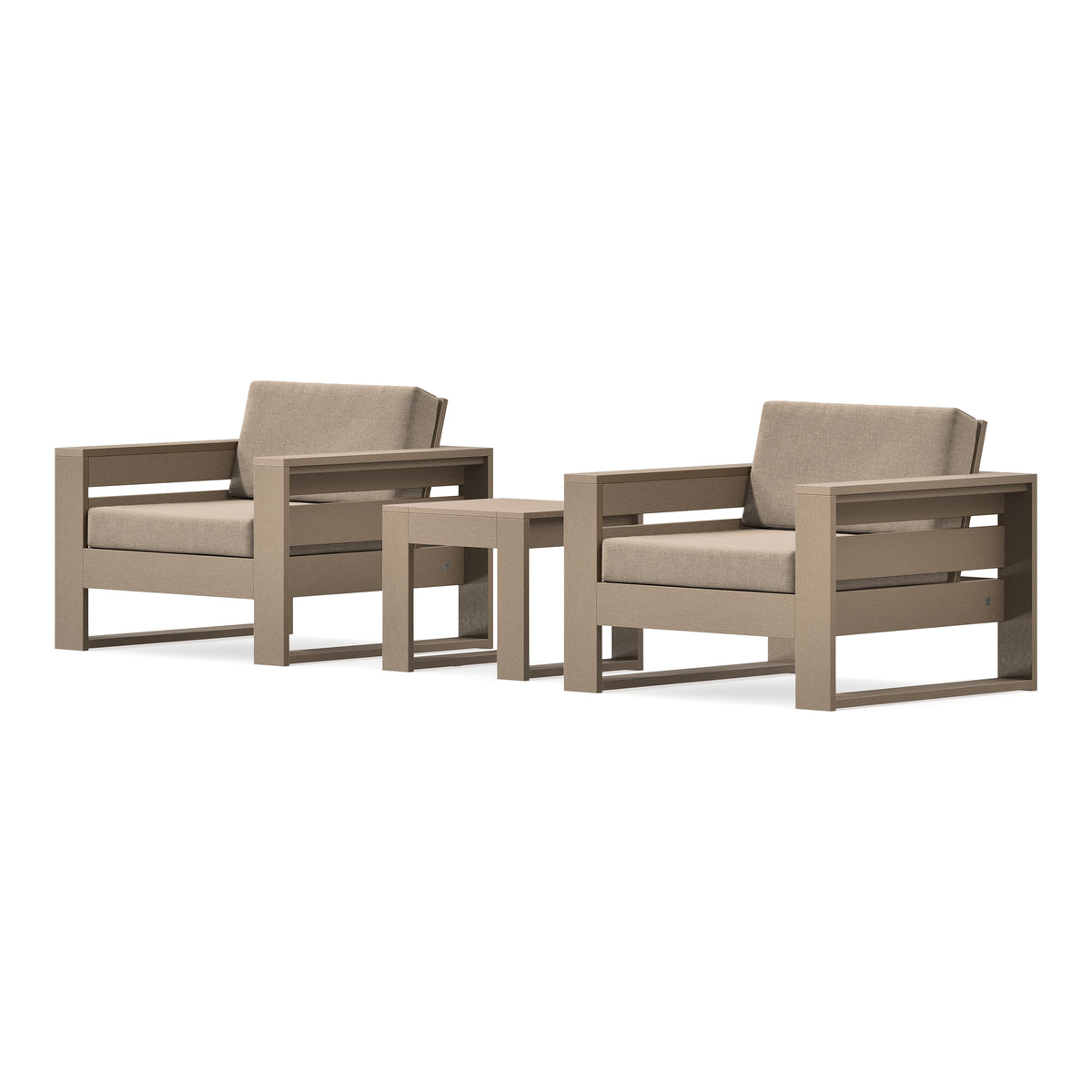 POLYWOOD PW Designer Series Latitude 3-Piece Lounge Chair Set in Vintage Sahara / Spiced Burlap