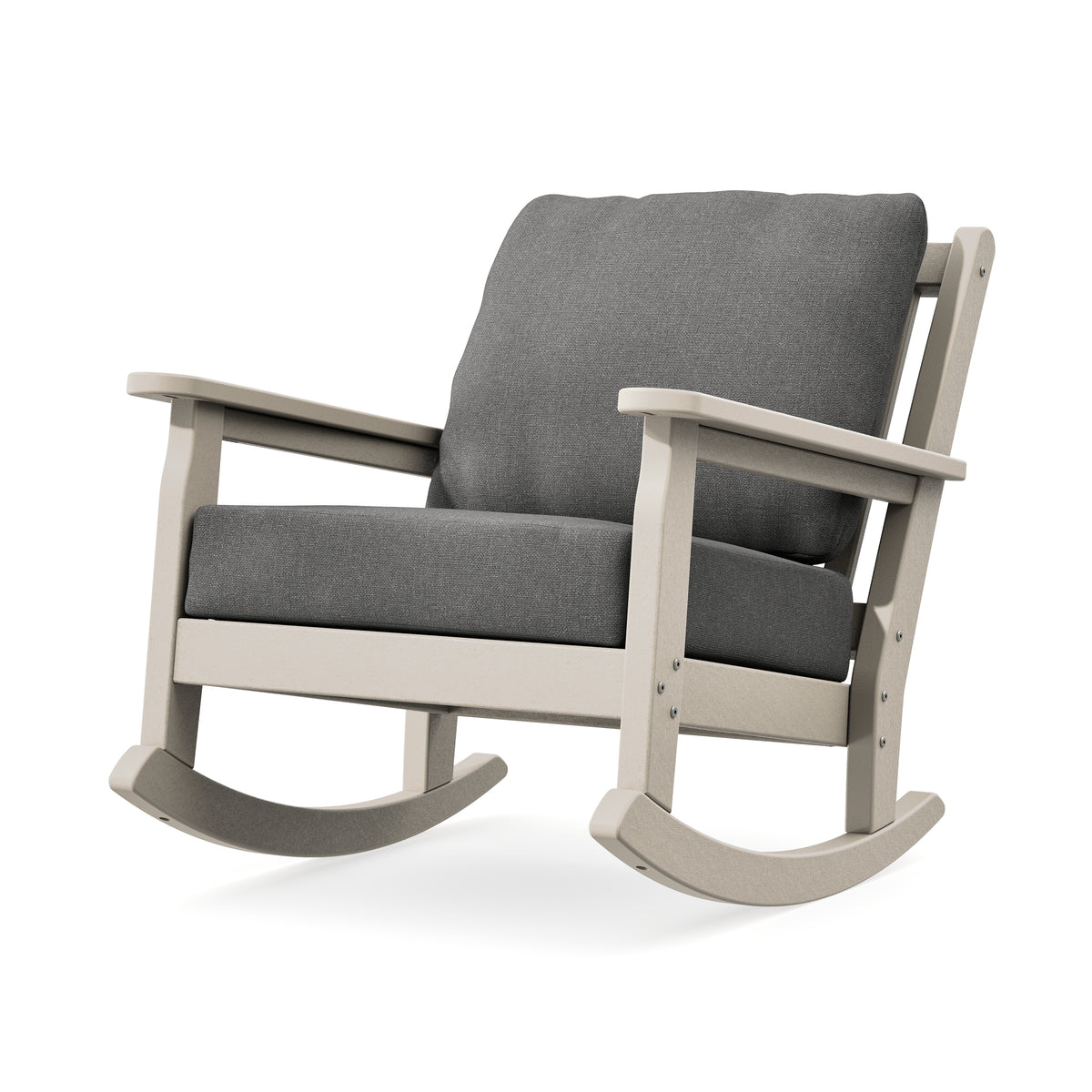 POLYWOOD Chippendale Deep Seating Rocking Chair in Sand / Ash Charcoal