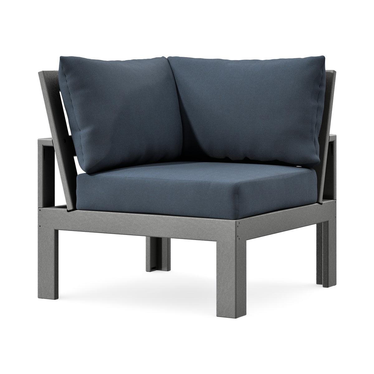 POLYWOOD Modular Corner Chair in Slate Grey / Marine Indigo