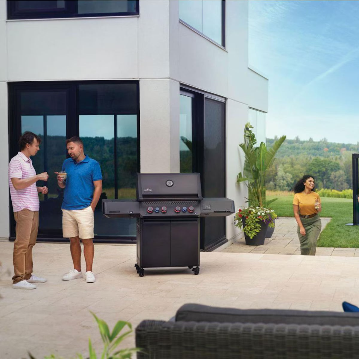 Napoleon Prestige 500 Connected Smart Gas Grill – Phantom Black or Stainless Steel | 4 Burner Propane with Rotisserie, WiFi & Bluetooth