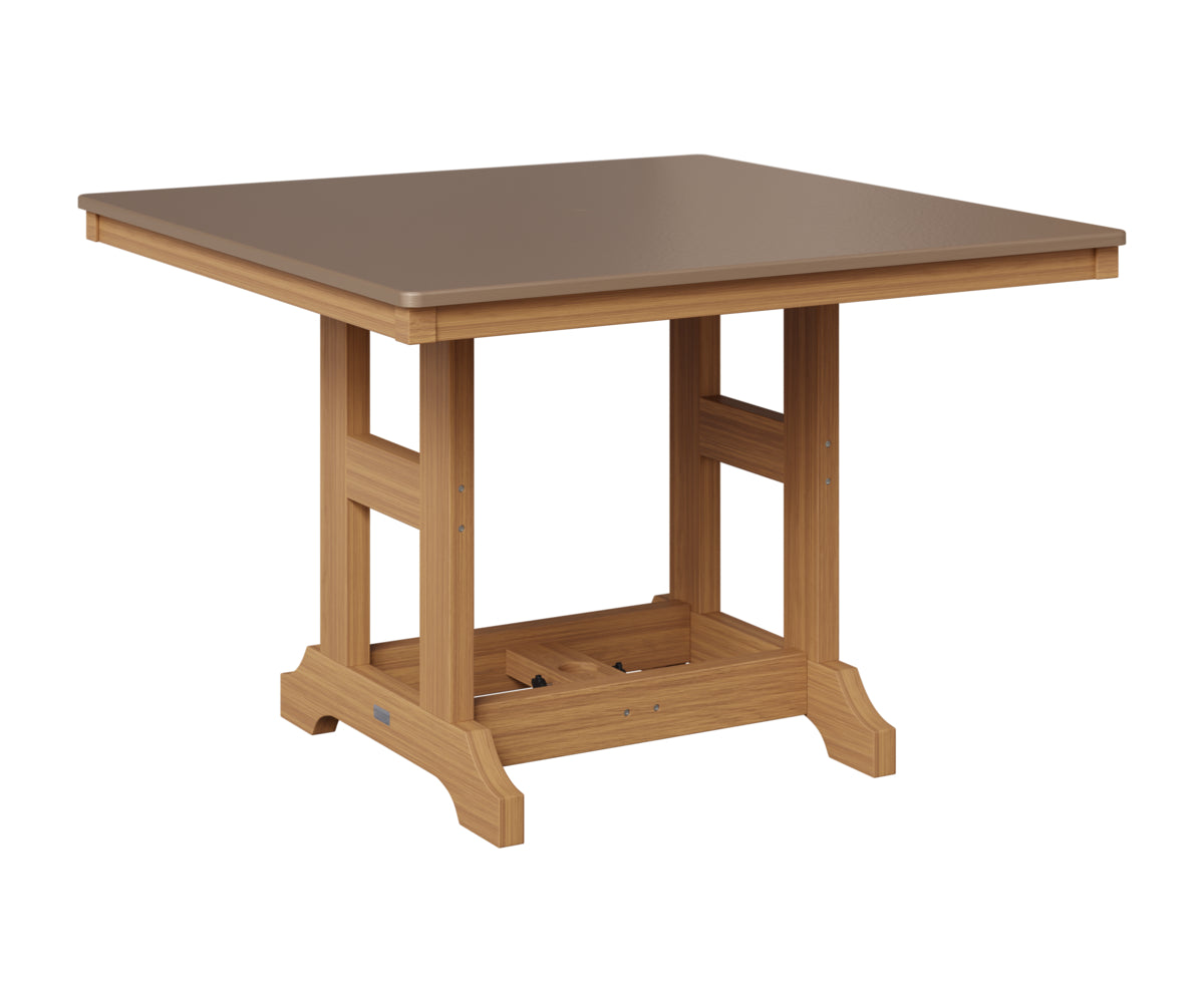 Berlin Gardens Garden Classic 44" Square Table in Natural Teak, Hammered Bronze top