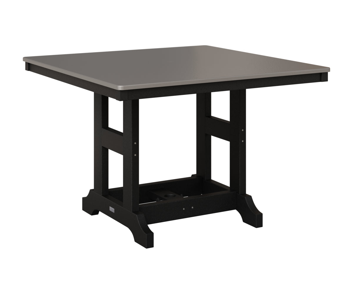 Berlin Gardens Garden Classic 44" Square Table in Black, Hammered Stainless top