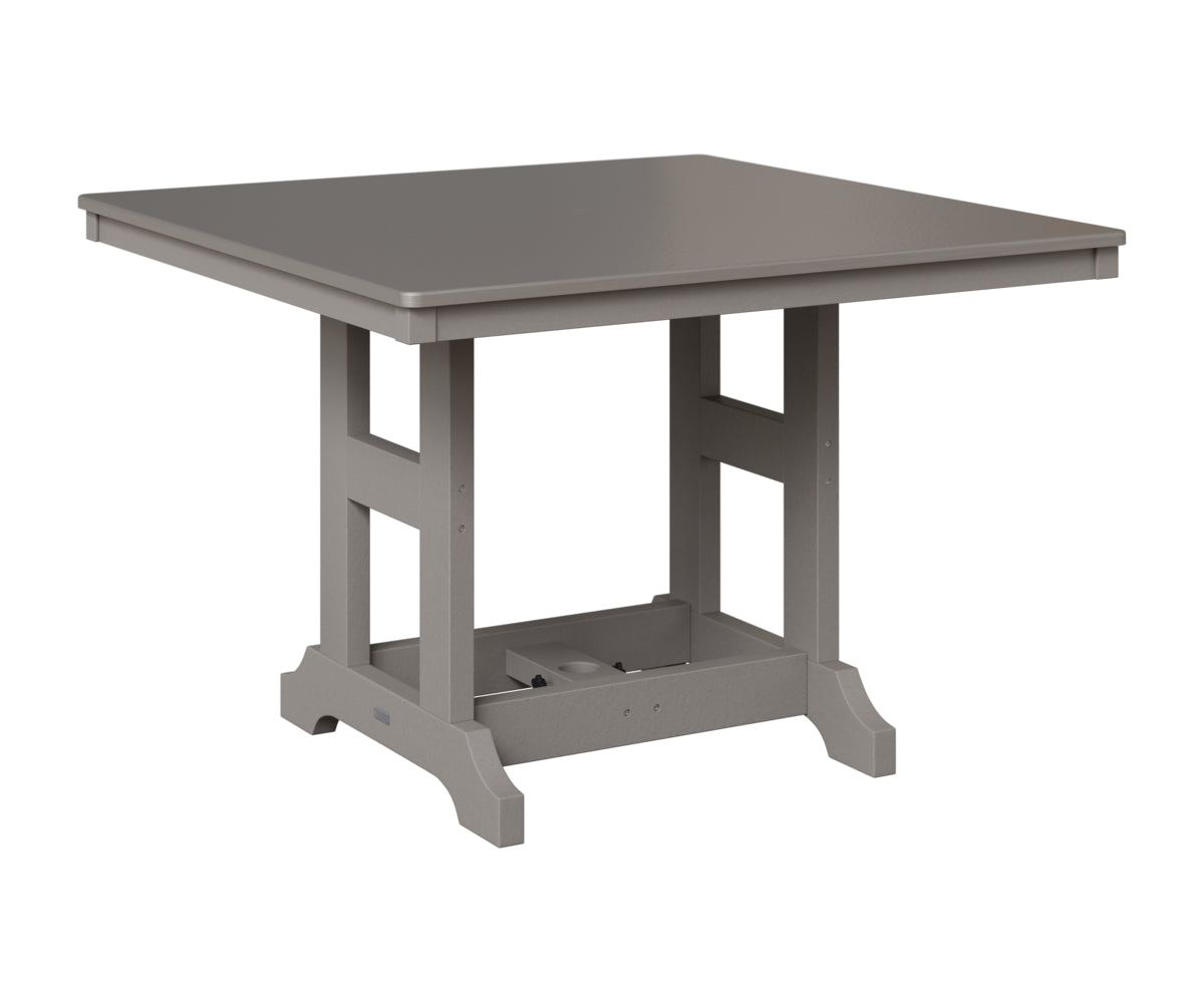 Berlin Gardens Garden Classic 44" Square Table in Light Gray, Hammered Stainless top