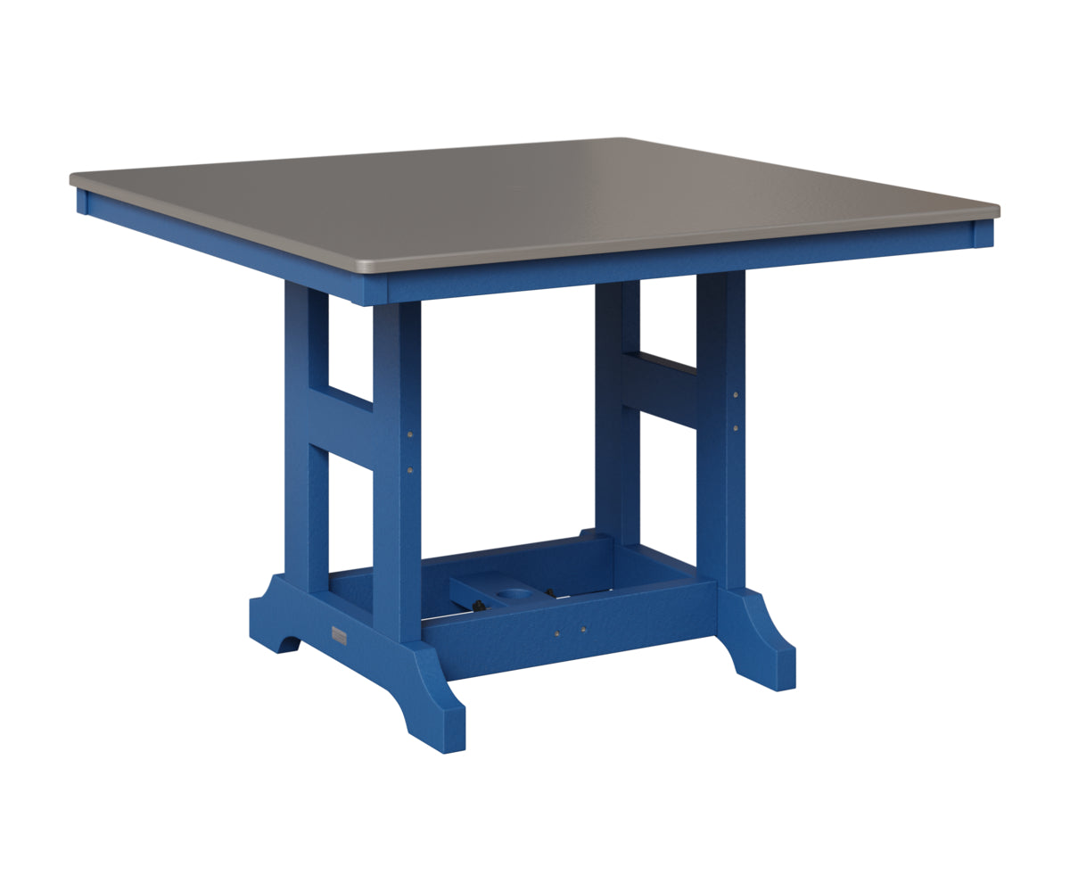 Berlin Gardens Garden Classic 44" Square Table in Pacific Blue, Hammered Stainless top