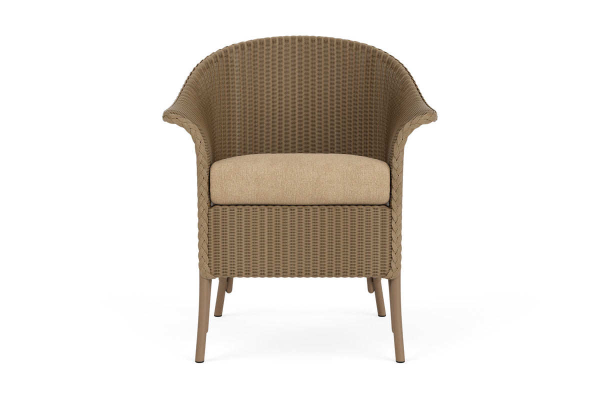 Lloyd Flanders Lloyd Loom Dining Armchair – 2x2 Weave in Fawn with Hayden Sand fabric