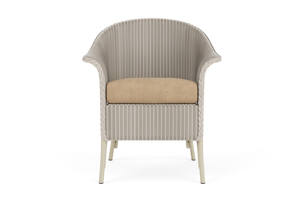 Lloyd Flanders Lloyd Loom Dining Armchair – 2x2 Weave in Linen with Hayden Sand fabric