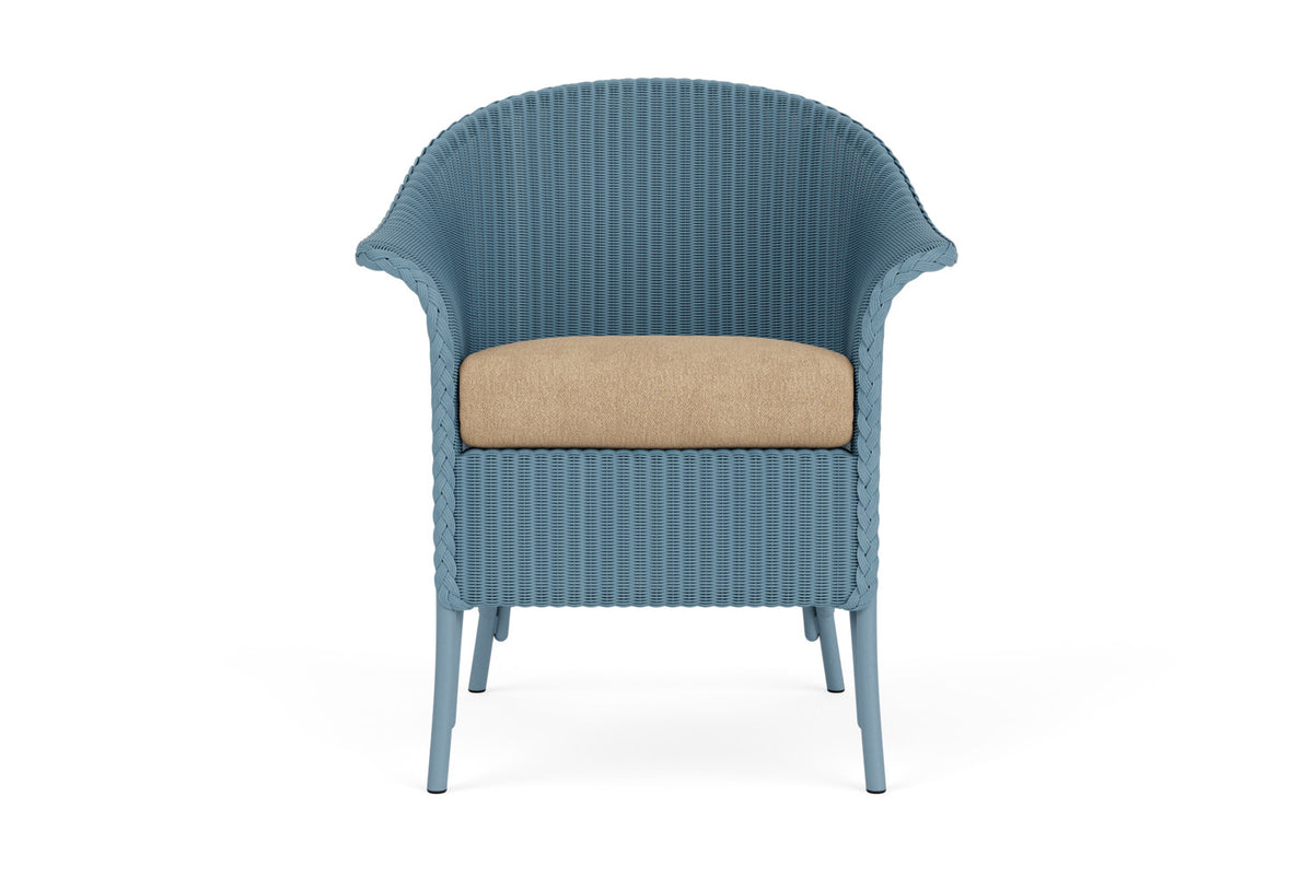 Lloyd Flanders Lloyd Loom Dining Armchair – 2x2 Weave in Stillwater with Hayden Sand fabric