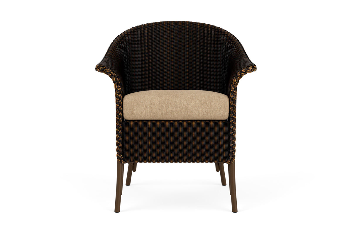 Lloyd Flanders Lloyd Loom Dining Armchair – 2x2 Weave in Mink with Hayden Sand fabric
