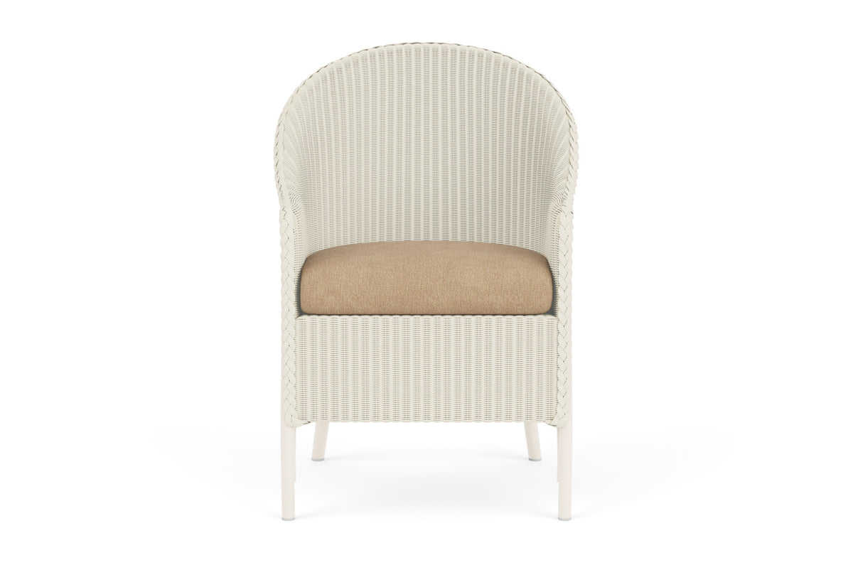 Lloyd Flanders Lloyd Loom Dining Armchair – 1x1 Weave in Ivory with Hayden Sand fabric