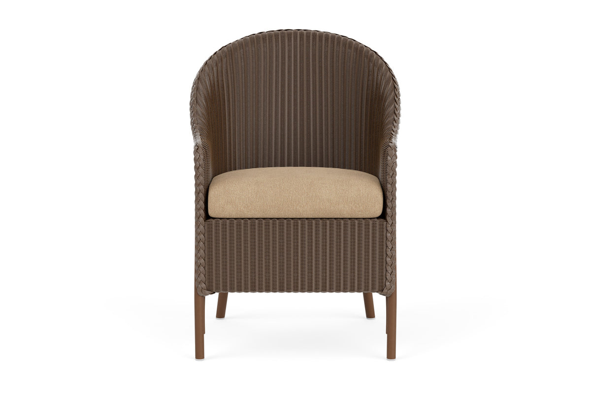 Lloyd Flanders Lloyd Loom Dining Armchair – 1x1 Weave in Bark with Hayden Sand fabric