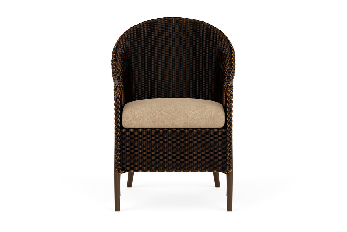 Lloyd Flanders Lloyd Loom Dining Armchair – 1x1 Weave in Mink with Hayden Sand fabric