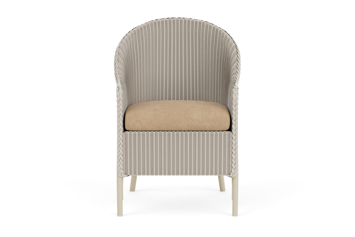 Lloyd Flanders Lloyd Loom Dining Armchair – 1x1 Weave in Linen with Hayden Sand fabric
