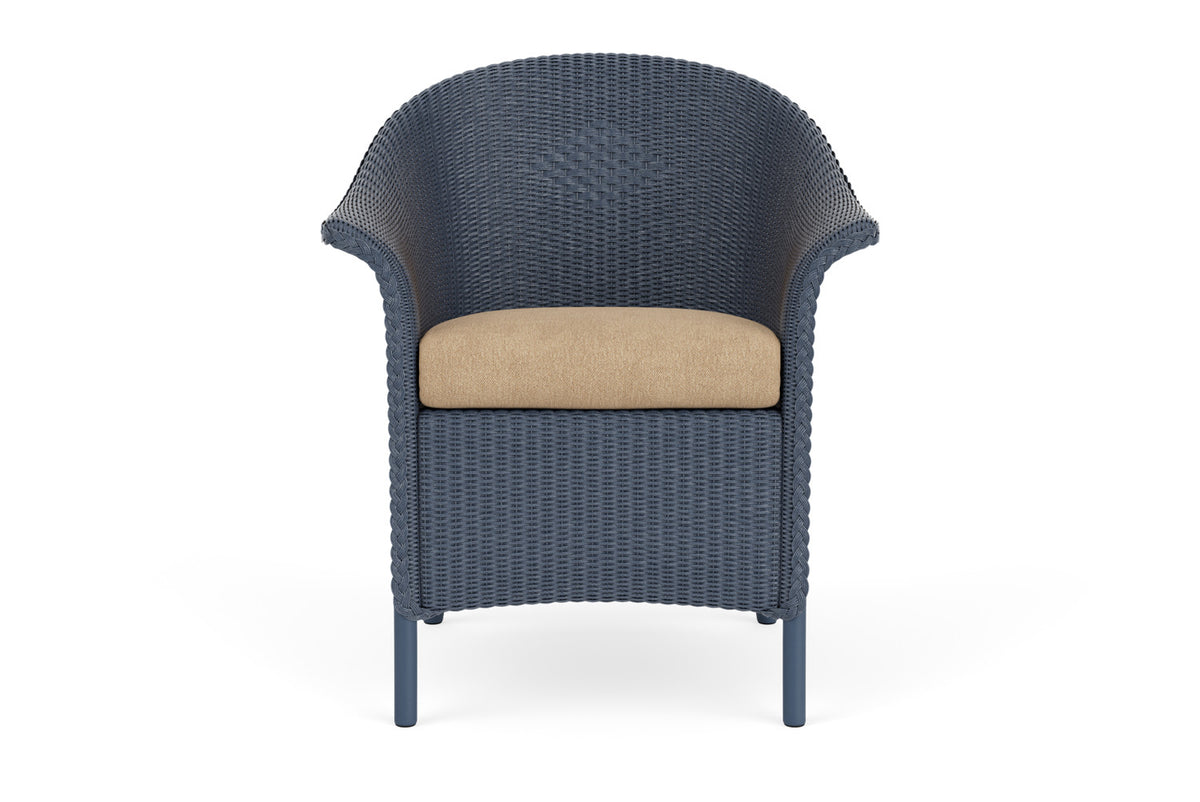 Lloyd Flanders Lloyd Loom Dining Armchair β 1x1 Weave in Denim Blue with Hayden Sand fabric