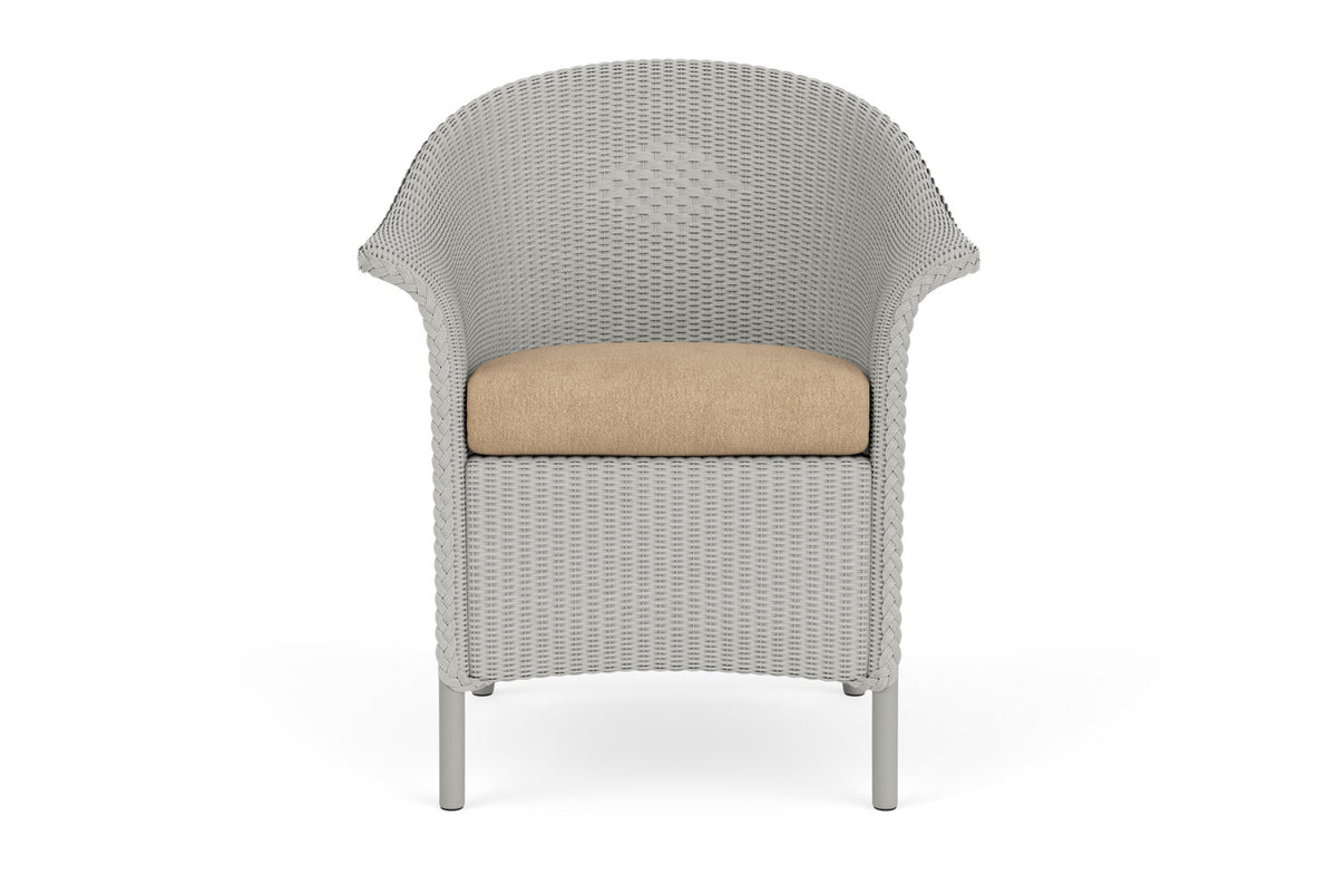 Lloyd Flanders Lloyd Loom Dining Armchair β 1x1 Weave in Platinum with Hayden Sand fabric